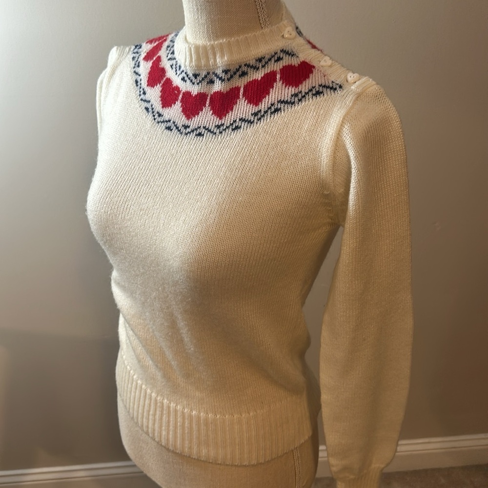 Vintage Currants Heart Fair Isle Sweater Small 1980’s